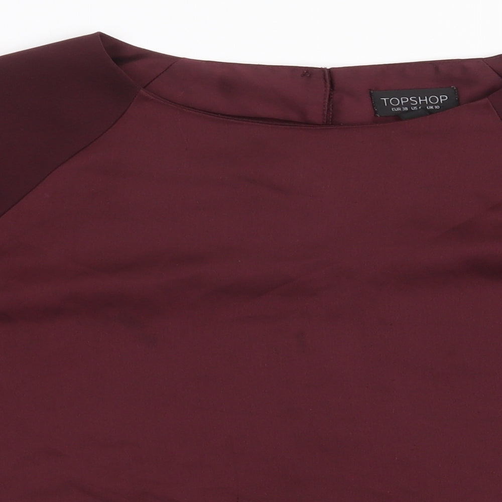 Womens UK Size 10 Topshop Red Basic Blouse