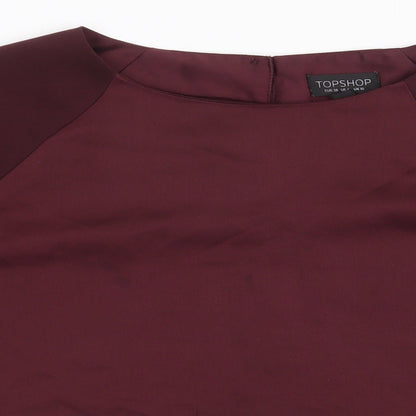 Womens UK Size 10 Topshop Red Basic Blouse