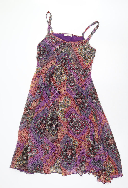 Marks and Spencer Womens Multicoloured Geometric Polyester A-Line Size 10 Scoop Neck Pullover