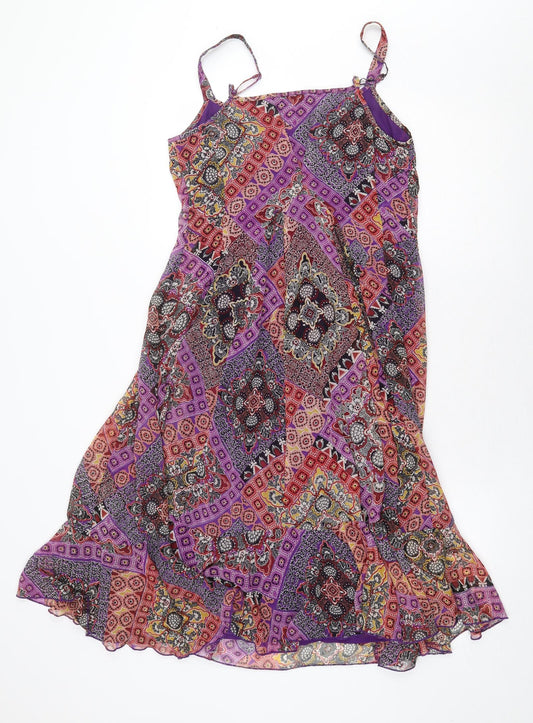 Marks and Spencer Womens Multicoloured Geometric Polyester A-Line Size 10 Scoop Neck Pullover