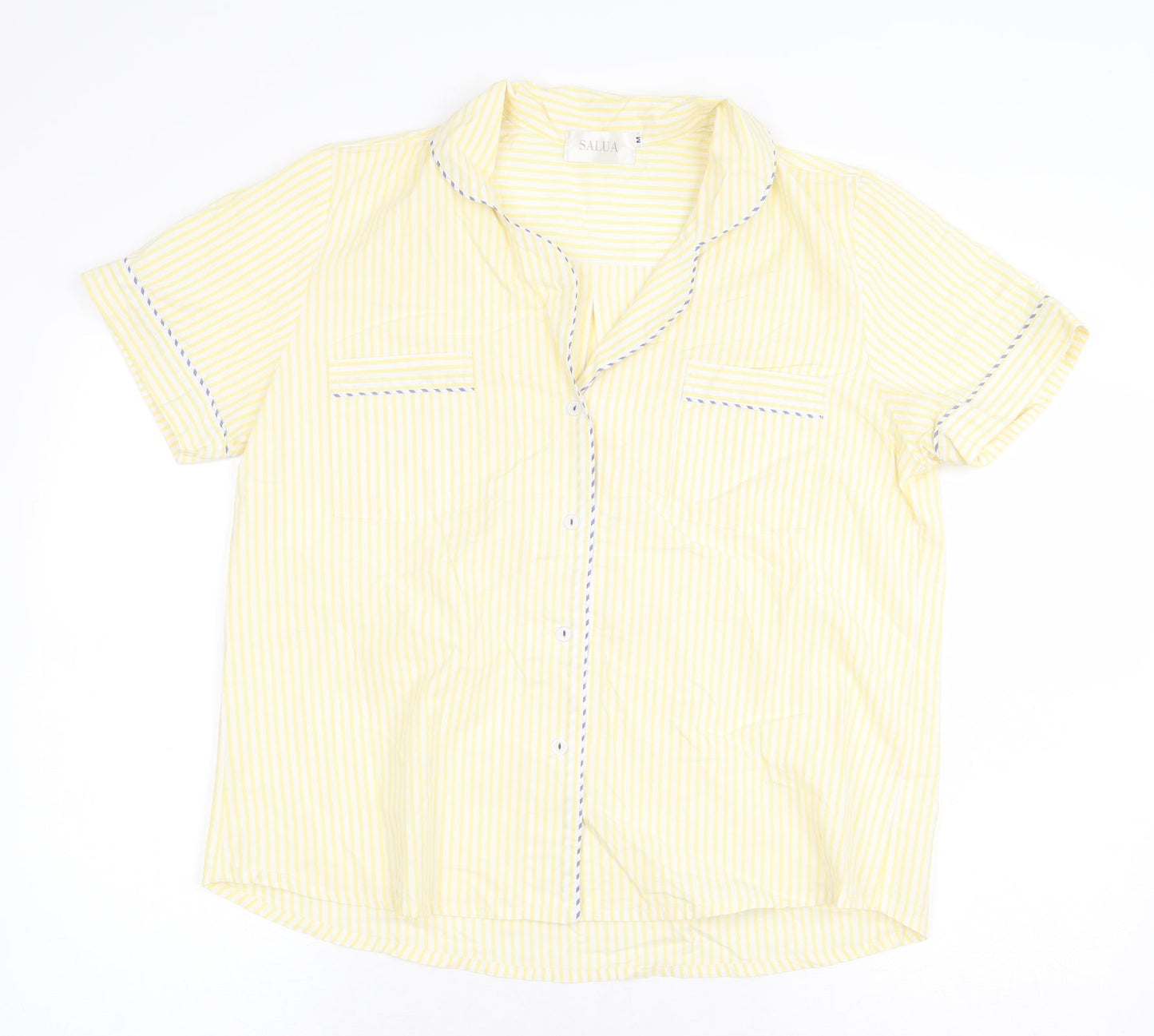 Salua Womens Yellow Striped Cotton Basic Button-Up Size M Collared
