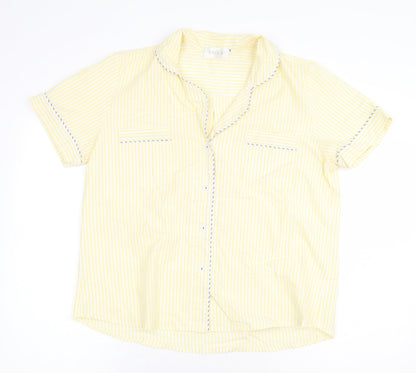 Salua Womens Yellow Striped Cotton Basic Button-Up Size M Collared