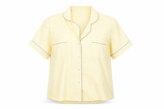 Salua Womens Yellow Striped Cotton Basic Button-Up Size M Collared