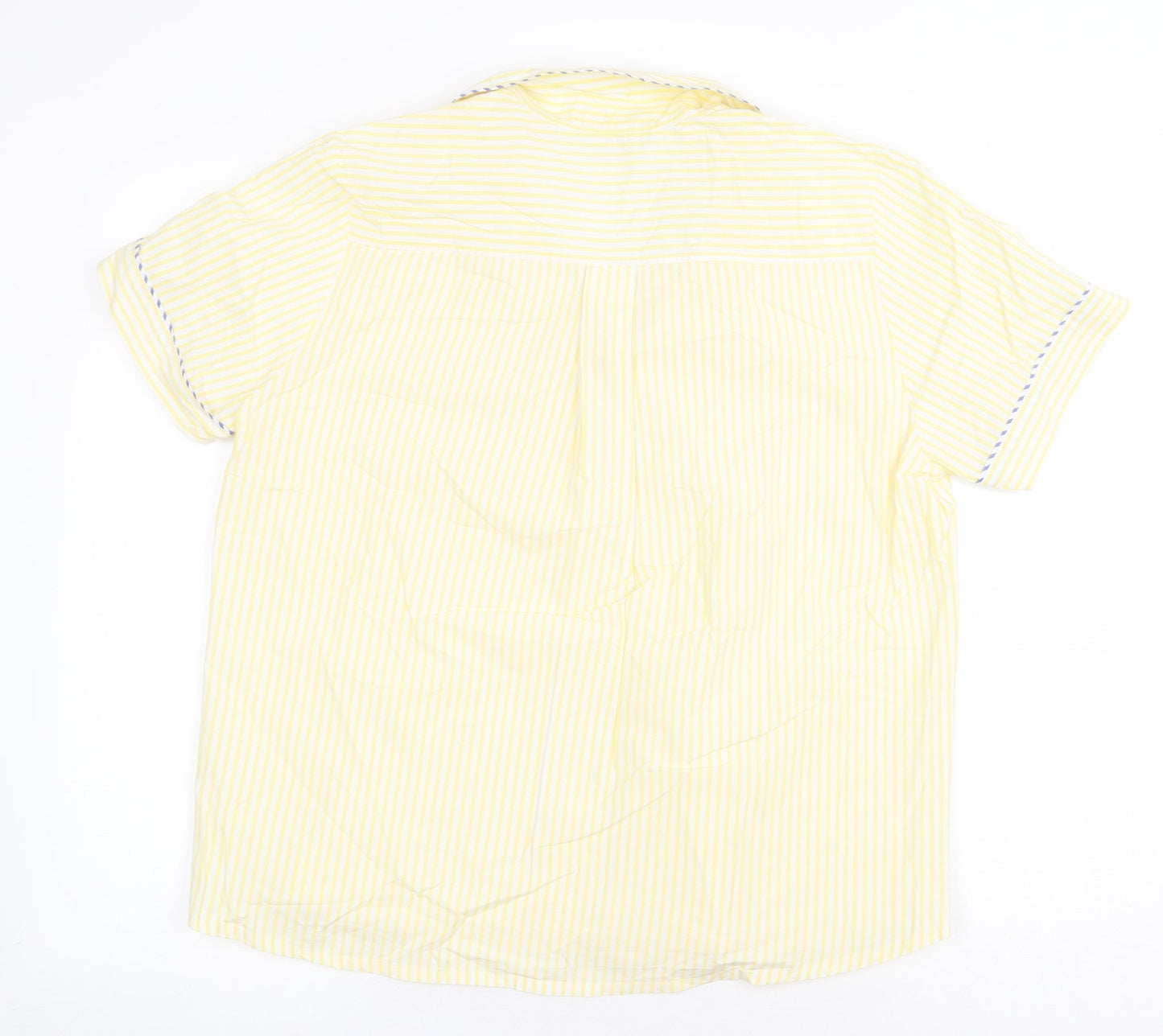 Salua Womens Yellow Striped Cotton Basic Button-Up Size M Collared