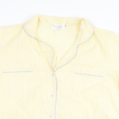 Salua Womens Yellow Striped Cotton Basic Button-Up Size M Collared