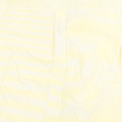 Salua Womens Yellow Striped Cotton Basic Button-Up Size M Collared