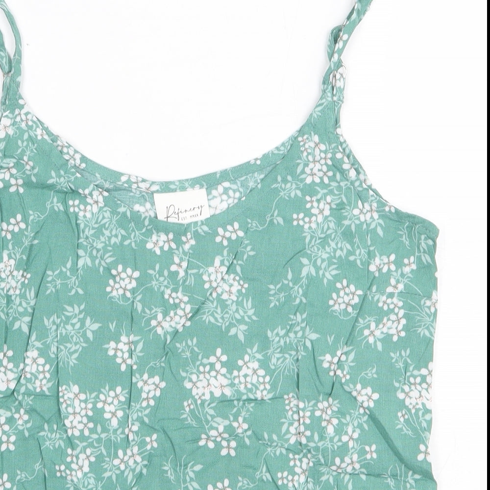 Refinery Womens Green Floral Polyester Camisole Tank Size 6 Round Neck