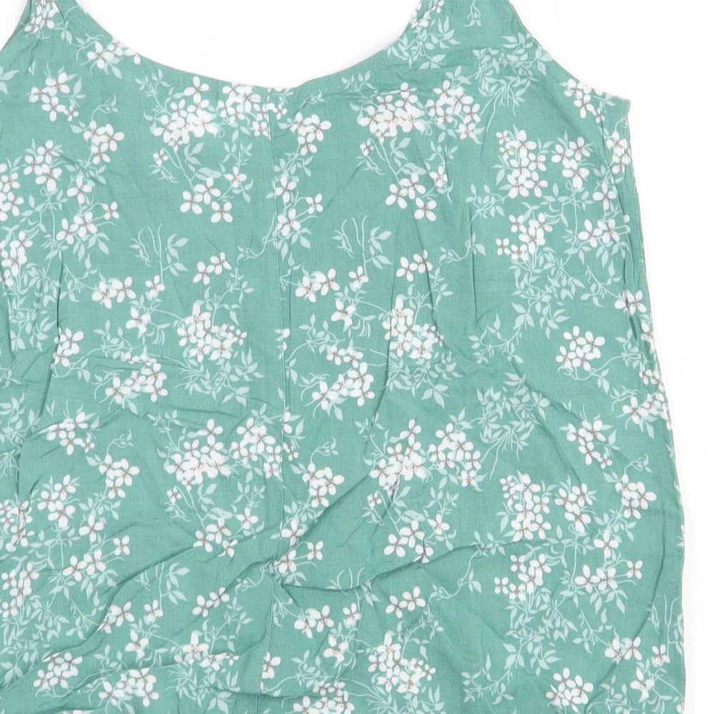 Refinery Womens Green Floral Polyester Camisole Tank Size 6 Round Neck