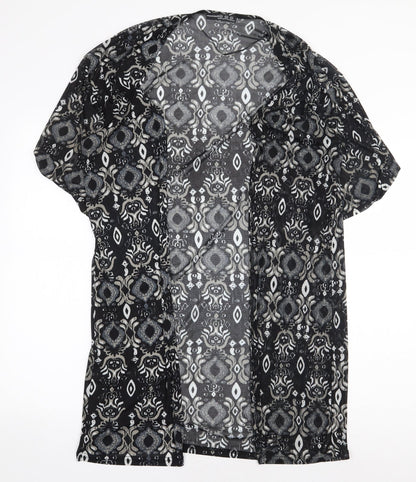 Atmosphere Womens Black Geometric Polyester Kimono Blouse Size XS V-Neck