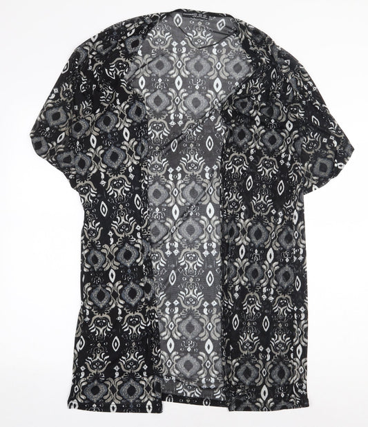 Atmosphere Womens Black Geometric Polyester Kimono Blouse Size XS V-Neck