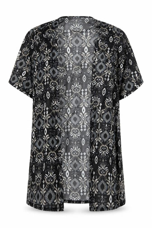 Atmosphere Womens Black Geometric Polyester Kimono Blouse Size XS V-Neck