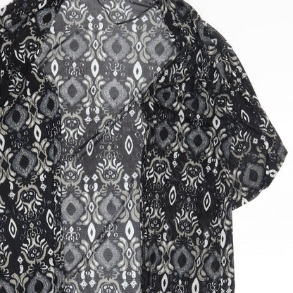 Atmosphere Womens Black Geometric Polyester Kimono Blouse Size XS V-Neck