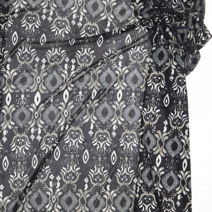 Atmosphere Womens Black Geometric Polyester Kimono Blouse Size XS V-Neck
