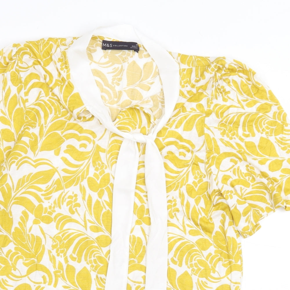 Womens UK Size 10 Marks and Spencer Yellow Basic Blouse