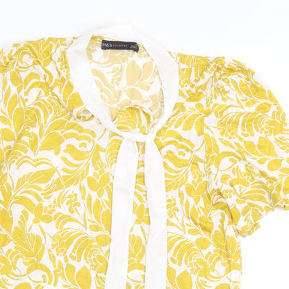 Womens UK Size 10 Marks and Spencer Yellow Basic Blouse