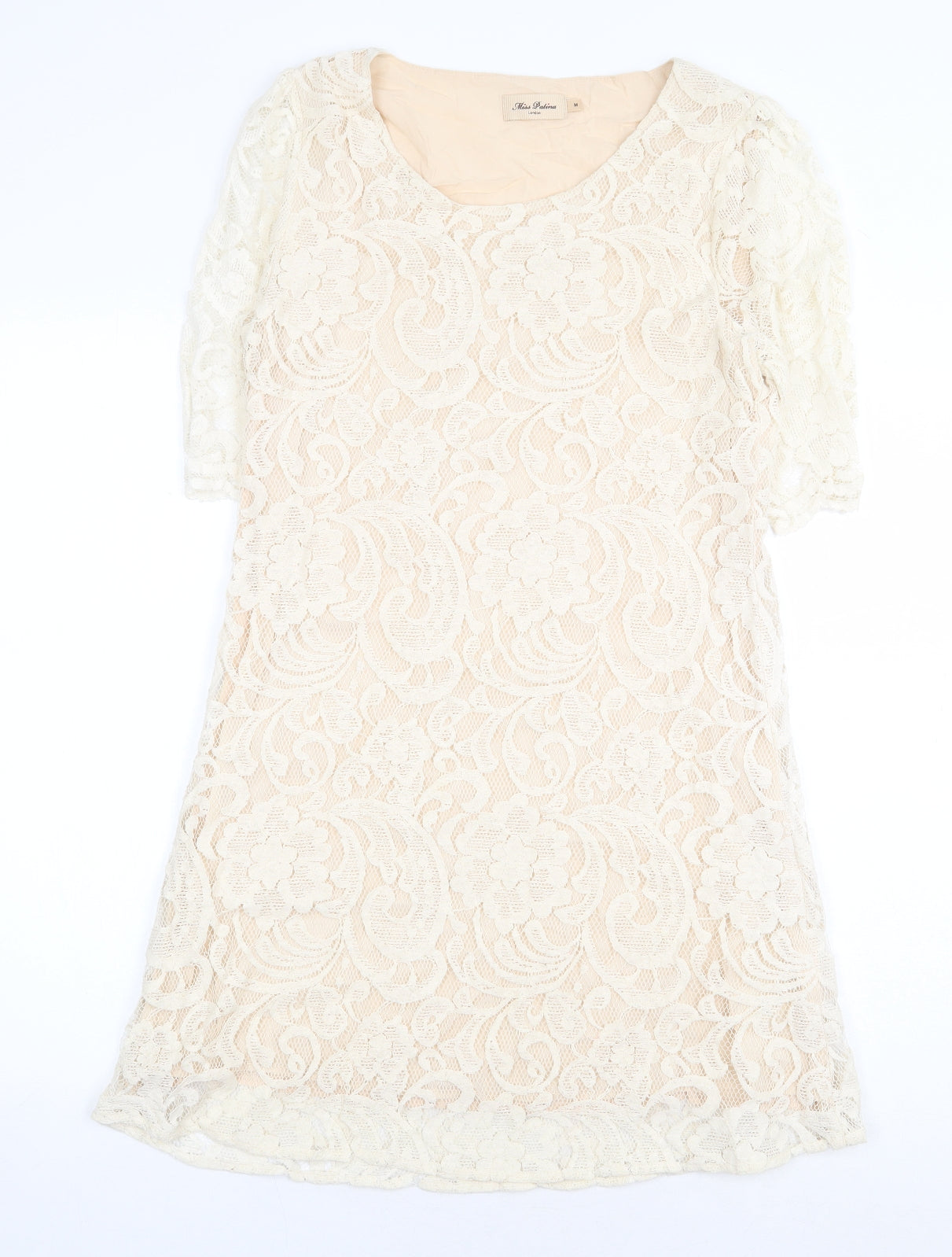 Miss Patina Womens White Floral Cotton Shift Size M Scoop Neck Pullover