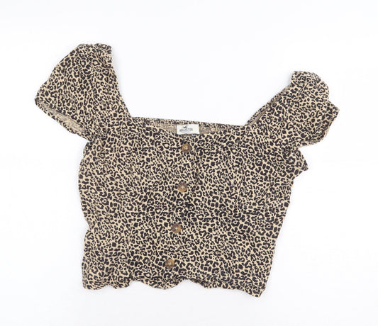 Womens UK Size M Hollister Beige Cropped Blouse