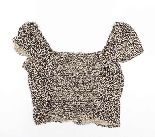 Womens UK Size M Hollister Beige Cropped Blouse