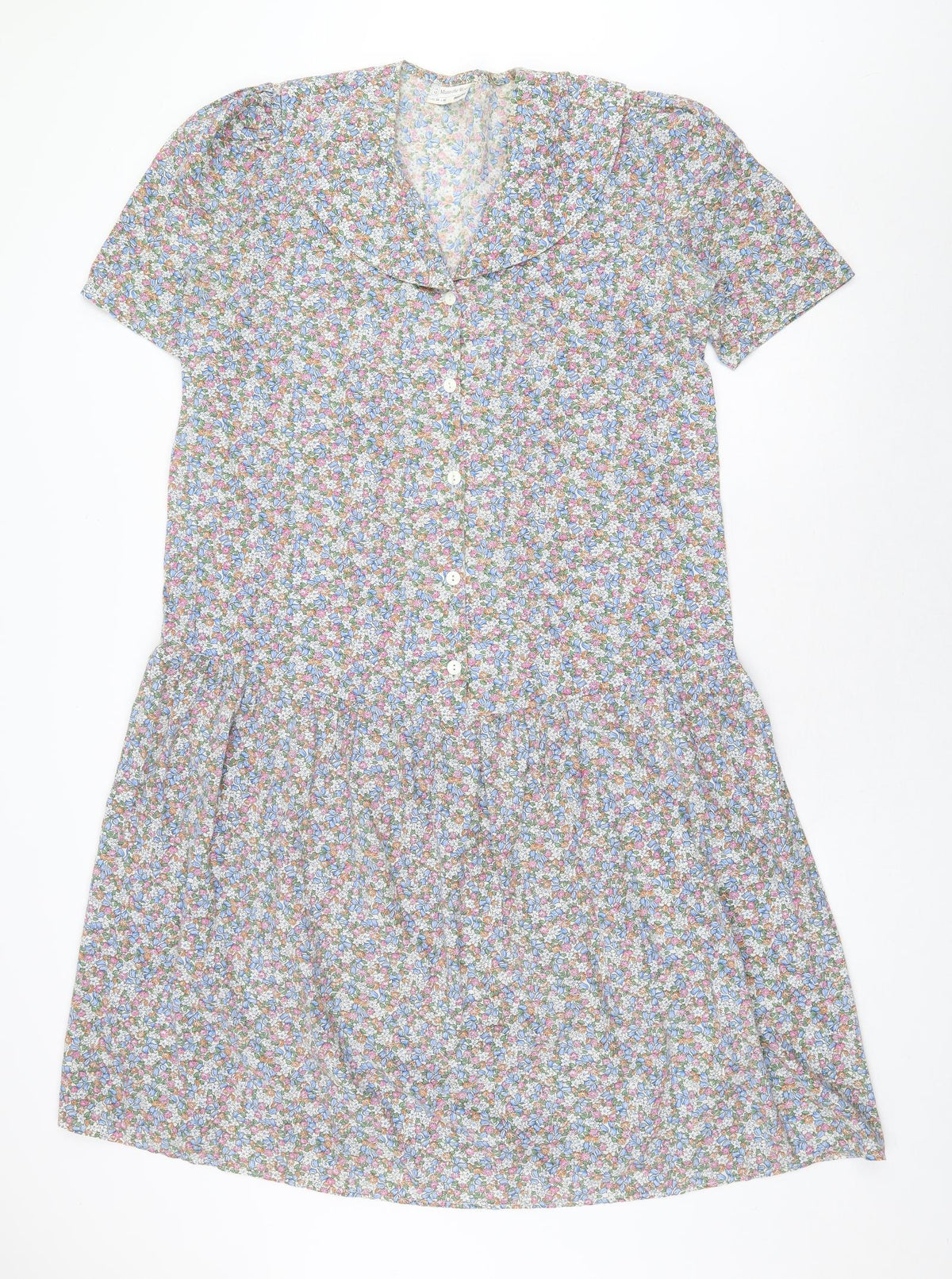 Mums The Word Womens Multicoloured Floral Polyester A-Line Size 12 Collared Button