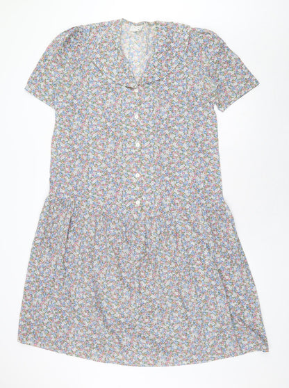 Mums The Word Womens Multicoloured Floral Polyester A-Line Size 12 Collared Button