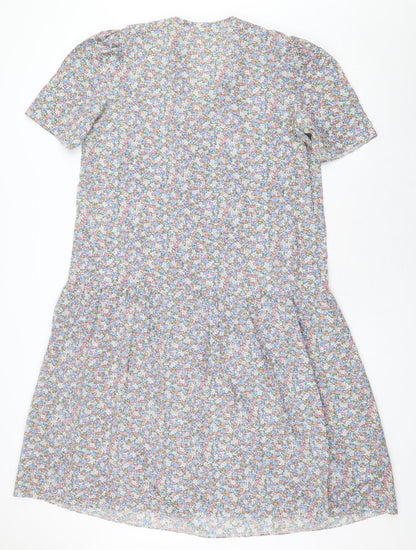 Mums The Word Womens Multicoloured Floral Polyester A-Line Size 12 Collared Button