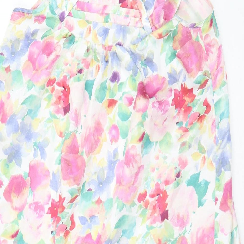 David Napier Womens Multicoloured Geometric Polyester Slip Dress Size S Round Neck Pullover