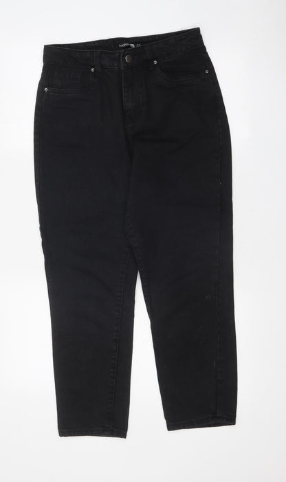 Boohoo Womens Black Cotton Straight Jeans Size 8 L24 in Regular Zip