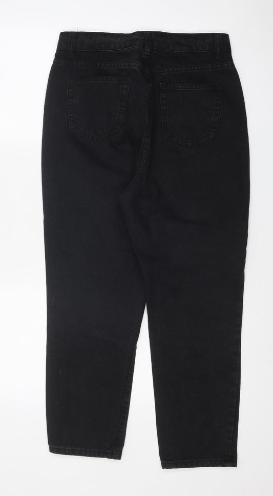 Boohoo Womens Black Cotton Straight Jeans Size 8 L24 in Regular Zip