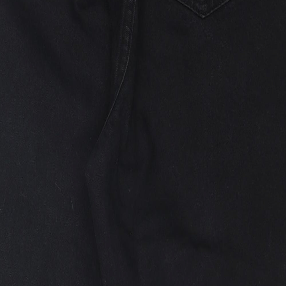 Boohoo Womens Black Cotton Straight Jeans Size 8 L24 in Regular Zip