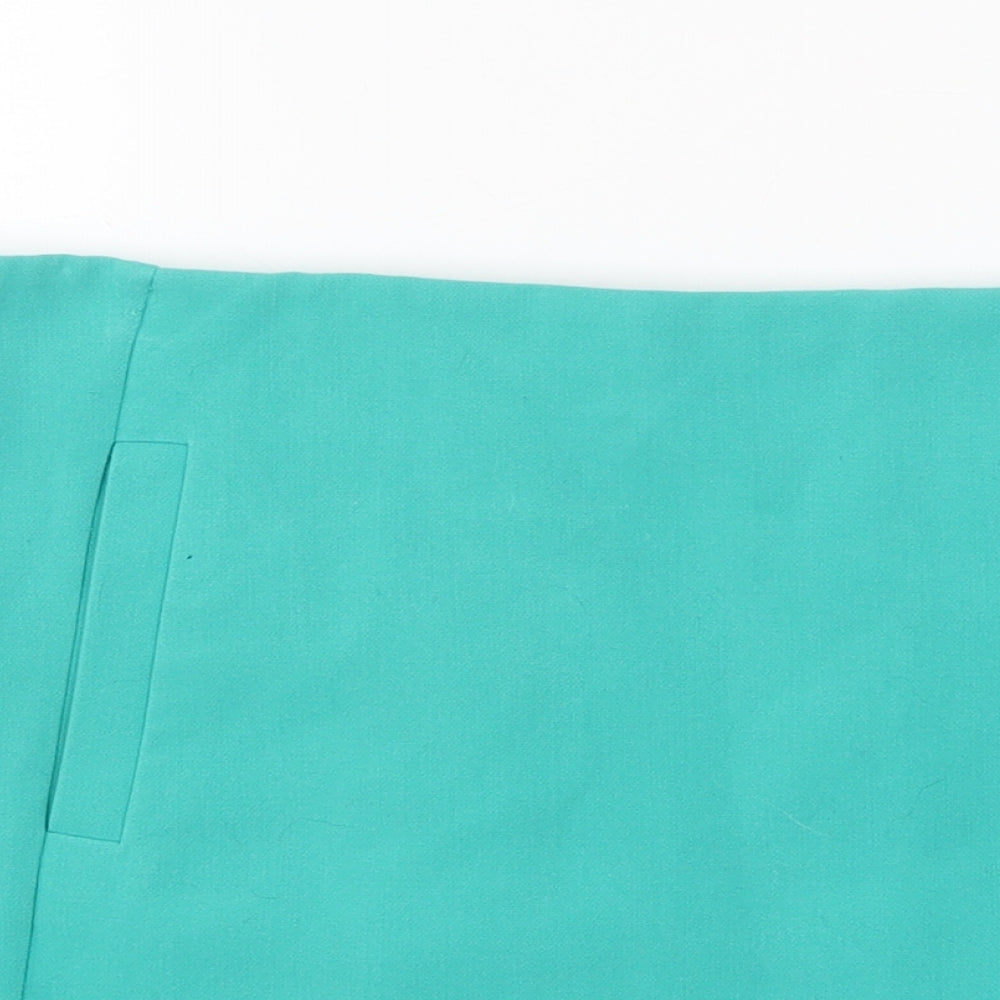 Marks and Spencer Womens Green Polyester Mini Skirt Size 8 Zip