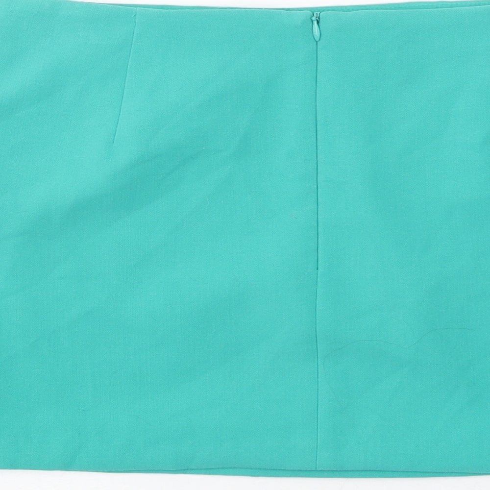 Marks and Spencer Womens Green Polyester Mini Skirt Size 8 Zip
