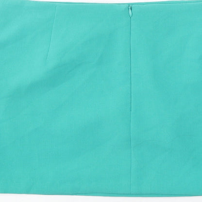 Marks and Spencer Womens Green Polyester Mini Skirt Size 8 Zip