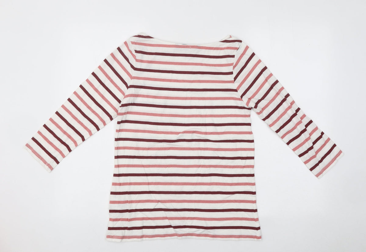 Collections Womens White Striped Polyester Basic Blouse Size 10 Roll Neck