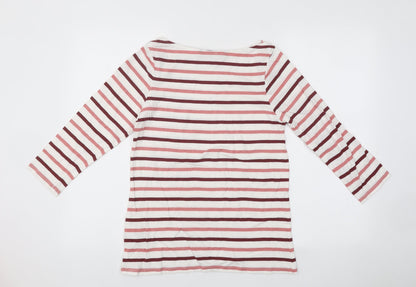 Collections Womens White Striped Polyester Basic Blouse Size 10 Roll Neck