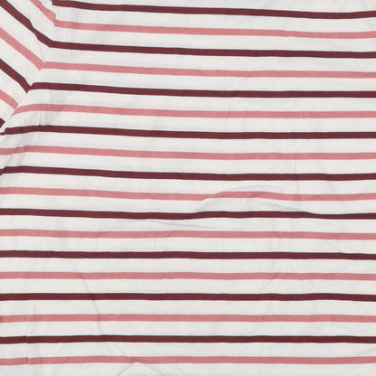 Collections Womens White Striped Polyester Basic Blouse Size 10 Roll Neck
