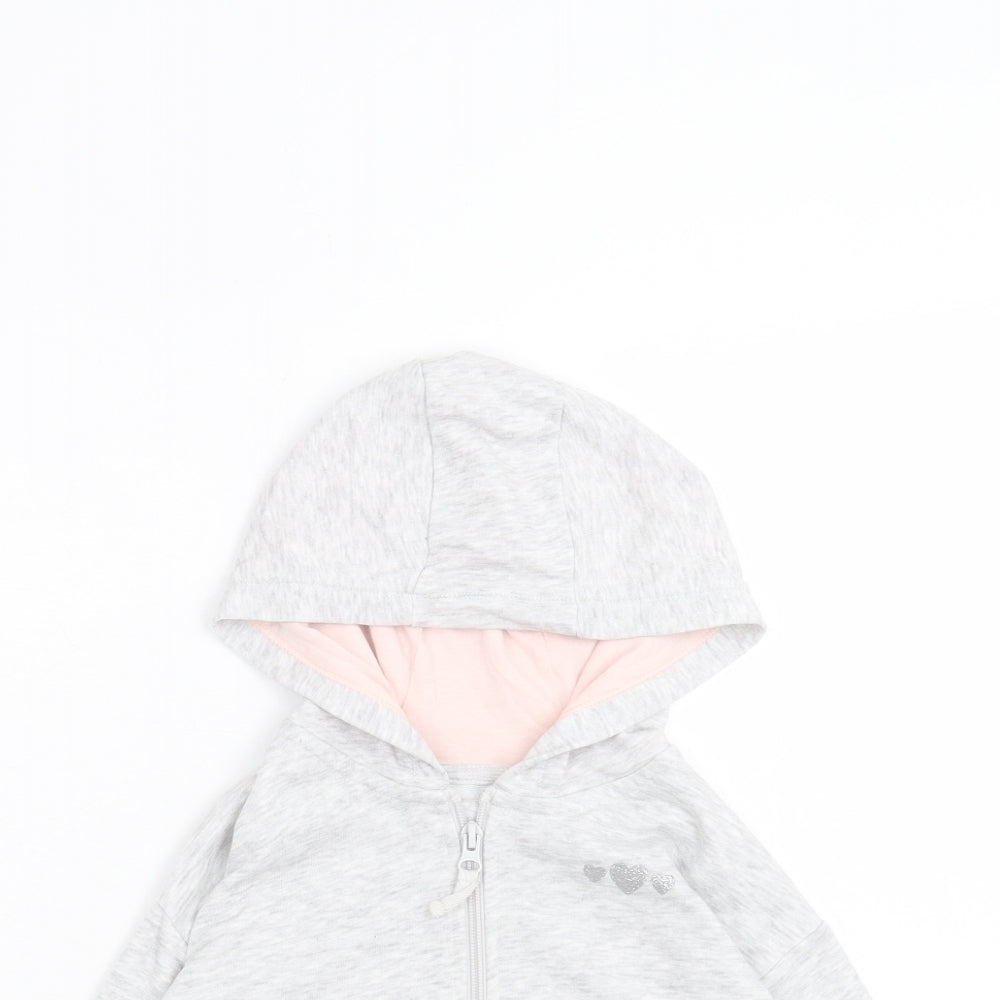 Matalan Girls Grey Cotton Full Zip Hoodie Size 2XL Zip - Heart Pattern
