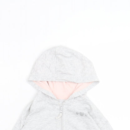 Matalan Girls Grey Cotton Full Zip Hoodie Size 2XL Zip - Heart Pattern