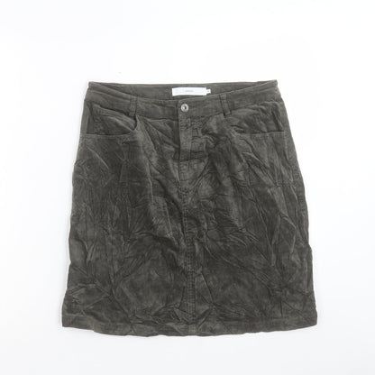 John Lewis Womens Green Cotton Mini Skirt Size 10 Button