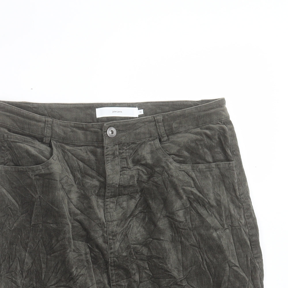 John Lewis Womens Green Cotton Mini Skirt Size 10 Button