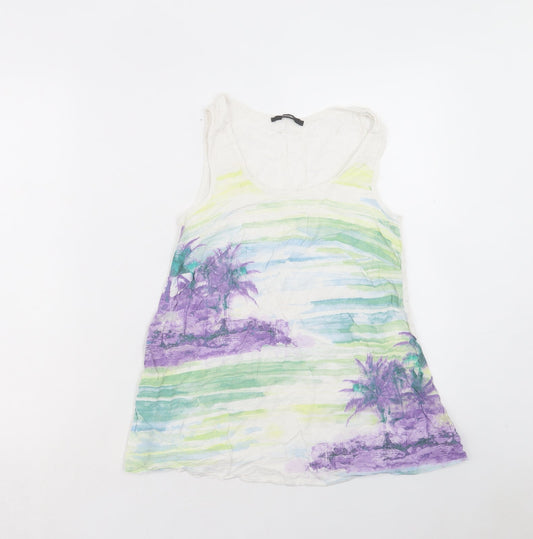 George Womens Multicoloured Viscose Basic Tank Size 8 Scoop Neck