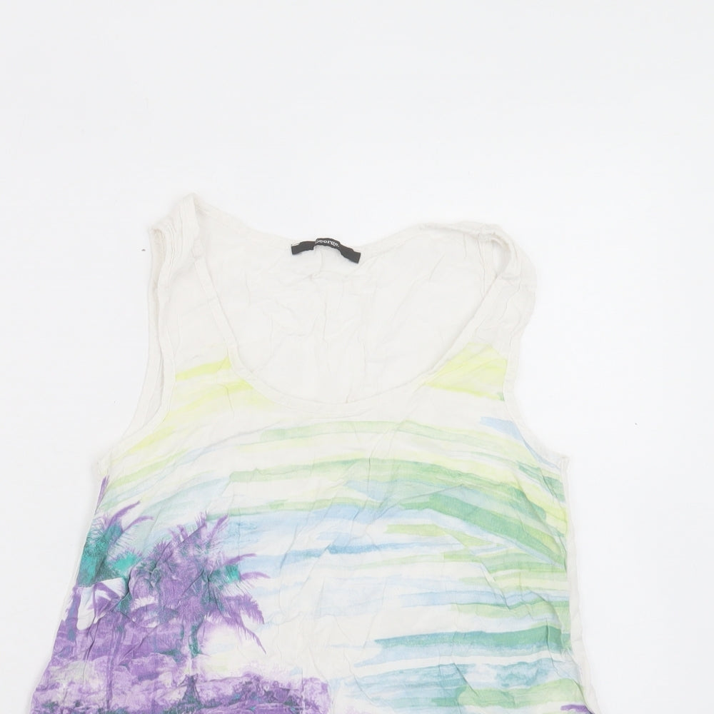 George Womens Multicoloured Viscose Basic Tank Size 8 Scoop Neck