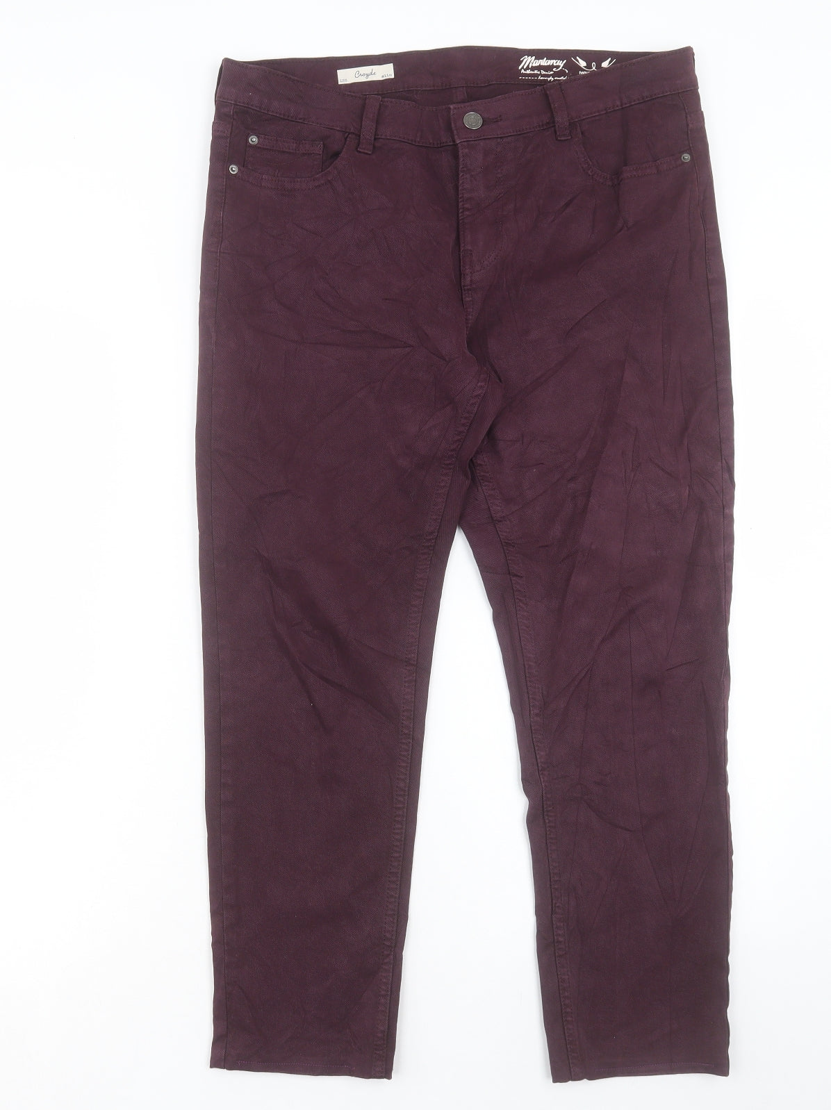 Debenhams Womens Purple Cotton Tapered Jeans Size 12 L26 in Regular Button