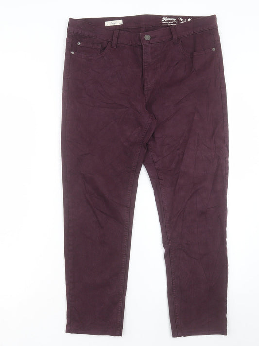Debenhams Womens Purple Cotton Tapered Jeans Size 12 L26 in Regular Button