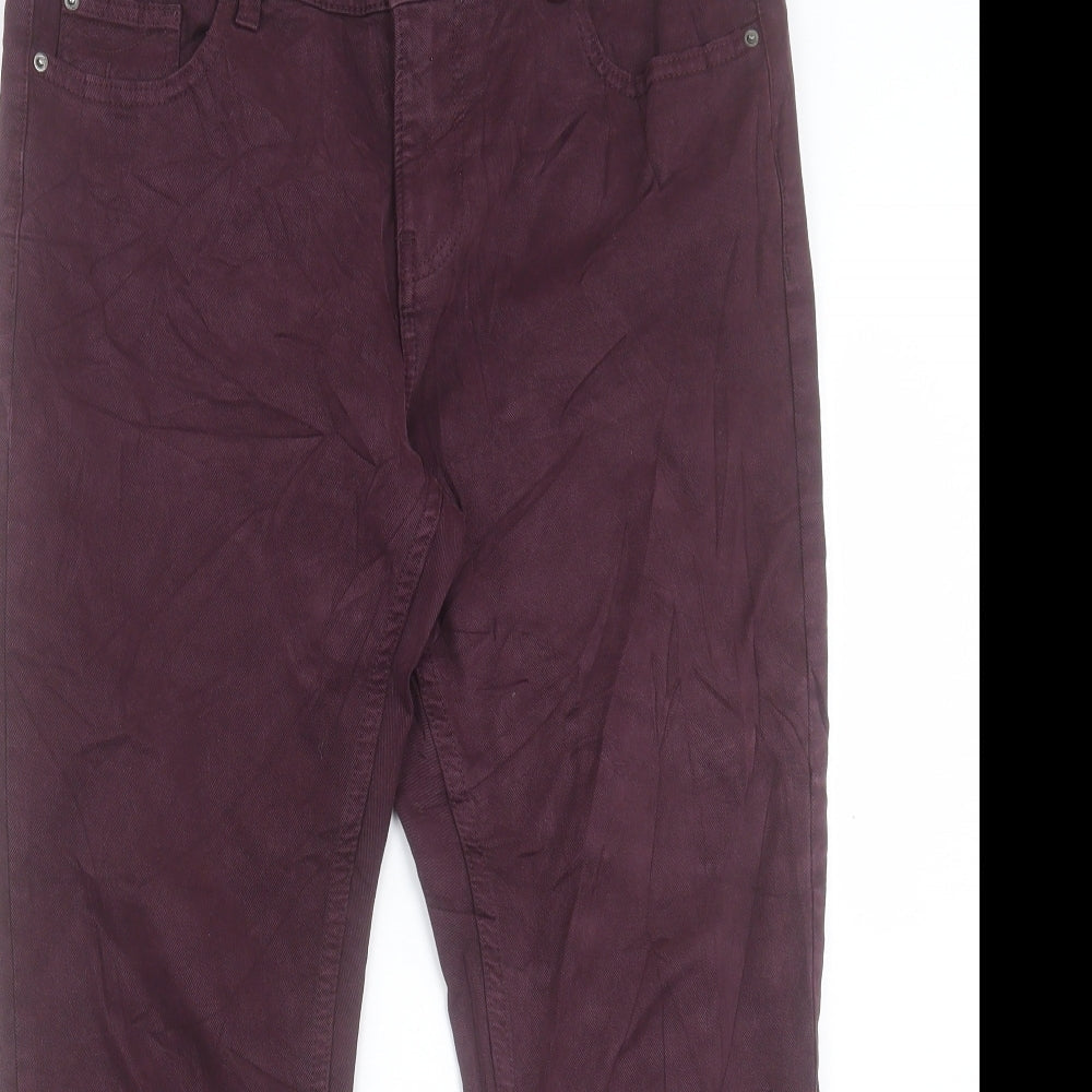 Debenhams Womens Purple Cotton Tapered Jeans Size 12 L26 in Regular Button