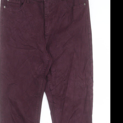 Debenhams Womens Purple Cotton Tapered Jeans Size 12 L26 in Regular Button