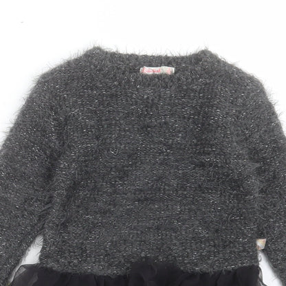 Billieblush Girls Grey Acrylic Jumper Dress Size 3XL Round Neck Pullover