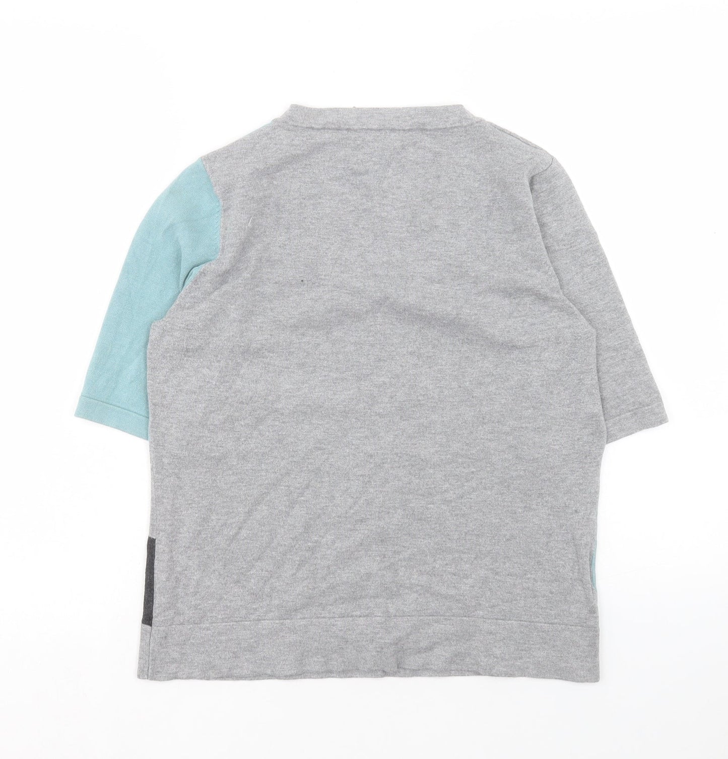 CC Womens Grey Colourblock Viscose Basic Blouse Size M Square Neck