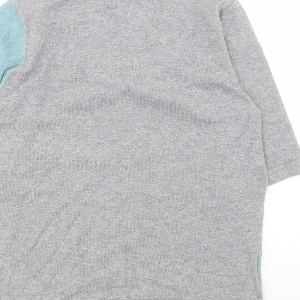 CC Womens Grey Colourblock Viscose Basic Blouse Size M Square Neck