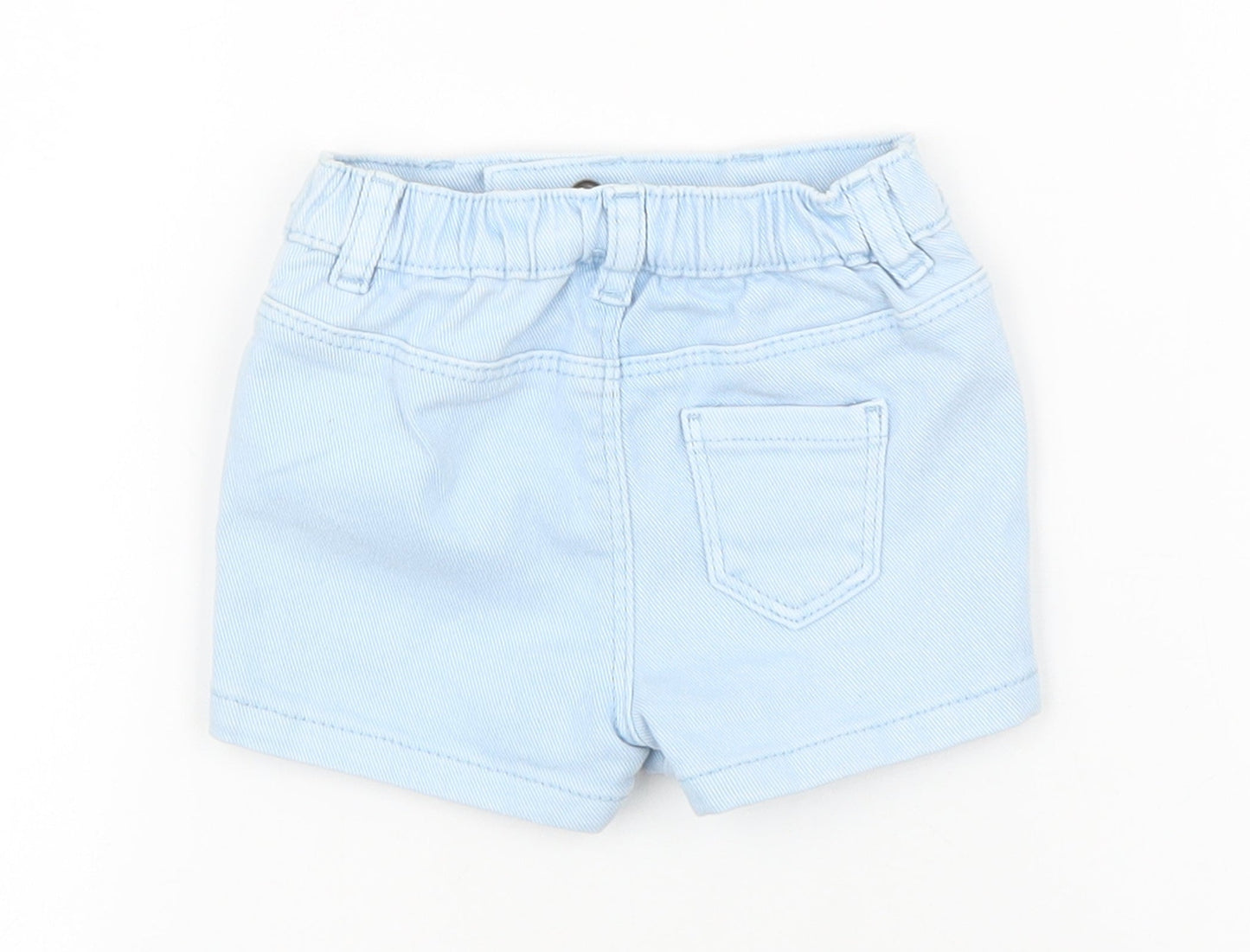 Marks and Spencer Girls Blue Cotton Cropped Trousers Size 0-3 Months Zip