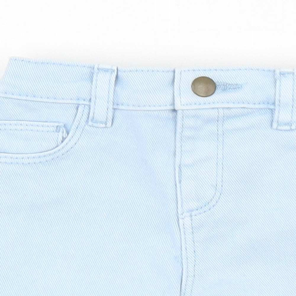 Marks and Spencer Girls Blue Cotton Cropped Trousers Size 0-3 Months Zip